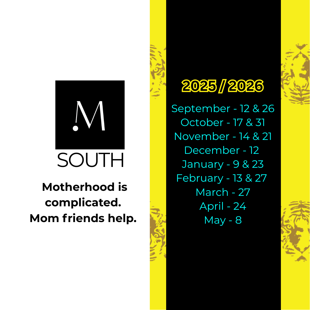 MomCo South 2025/2026 schedule — Motherhood is complicated. Mom friends help.